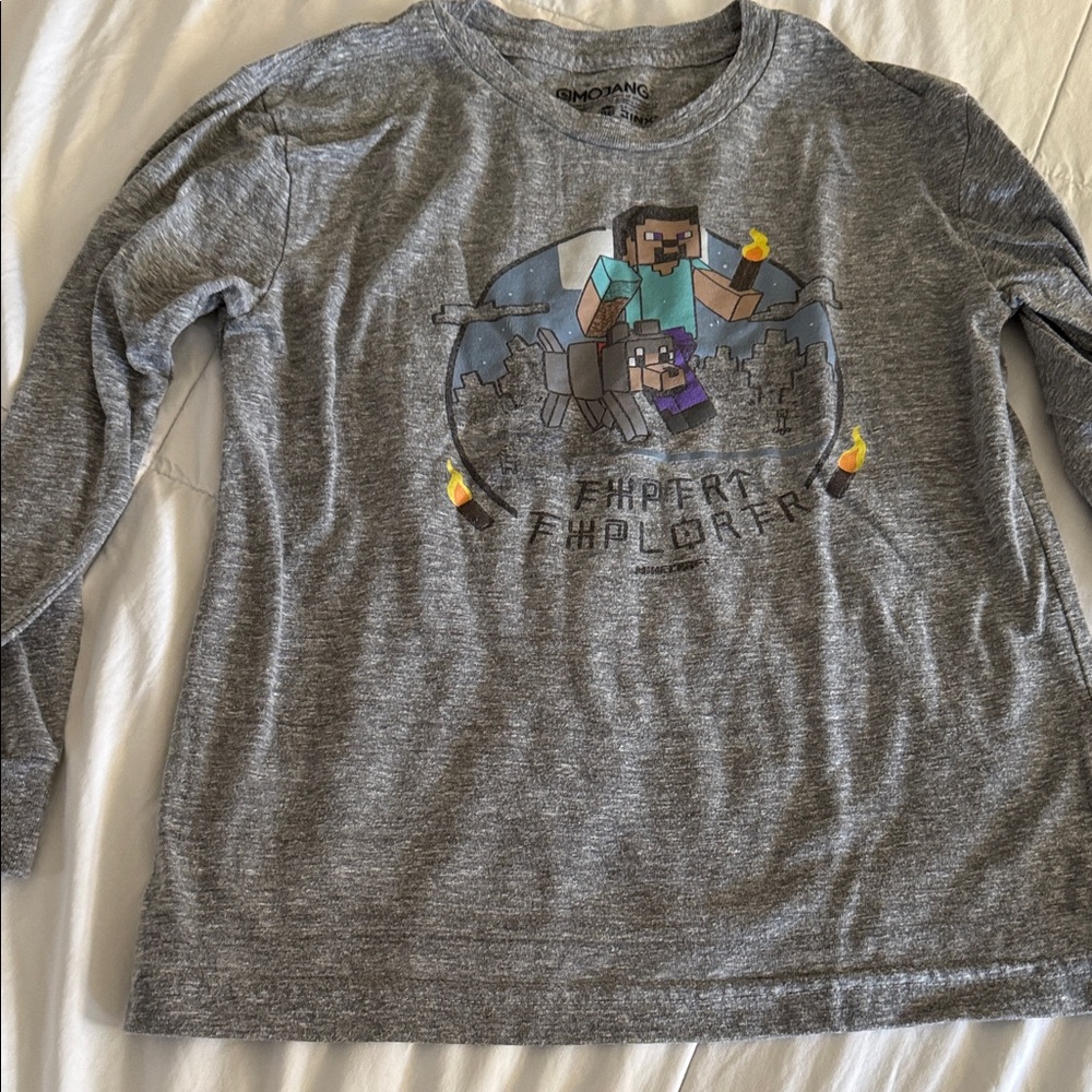Minecraft Gray Long Sleeve Kids Shirt